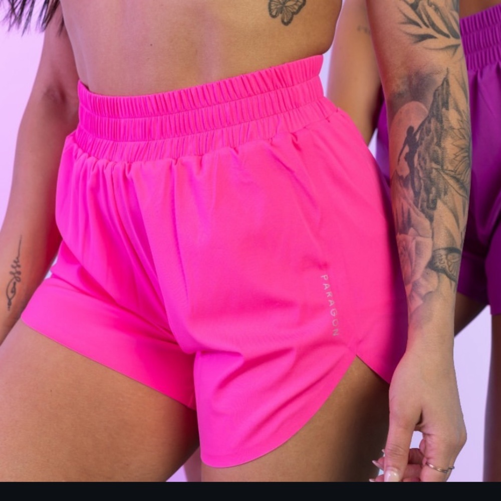 Paragon Pink Featherknit track shorts NEW